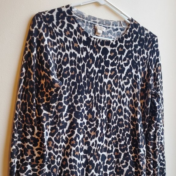 J. Crew Animal Print Crew Neck Sweater Size Small - Picture 2 of 16